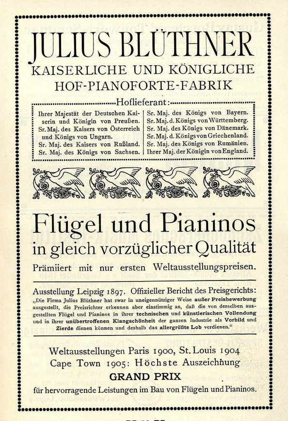 Blüthner advertisment around 1905